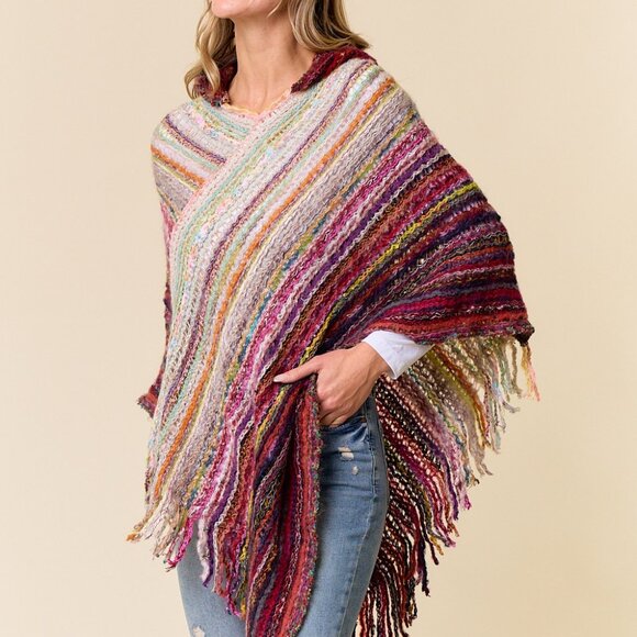 ON BLUE Pink & Ruby Hooded Poncho - Picture 3 of 13